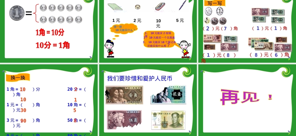 一年级数学认识人民币PPT课件 公开课教学课件.ppt