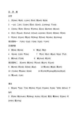 部编版一年级语文上册生字表注音版可打印.docx