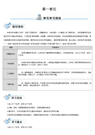 部编版一年级语文下册教案全册 教学设计含课时安排.doc