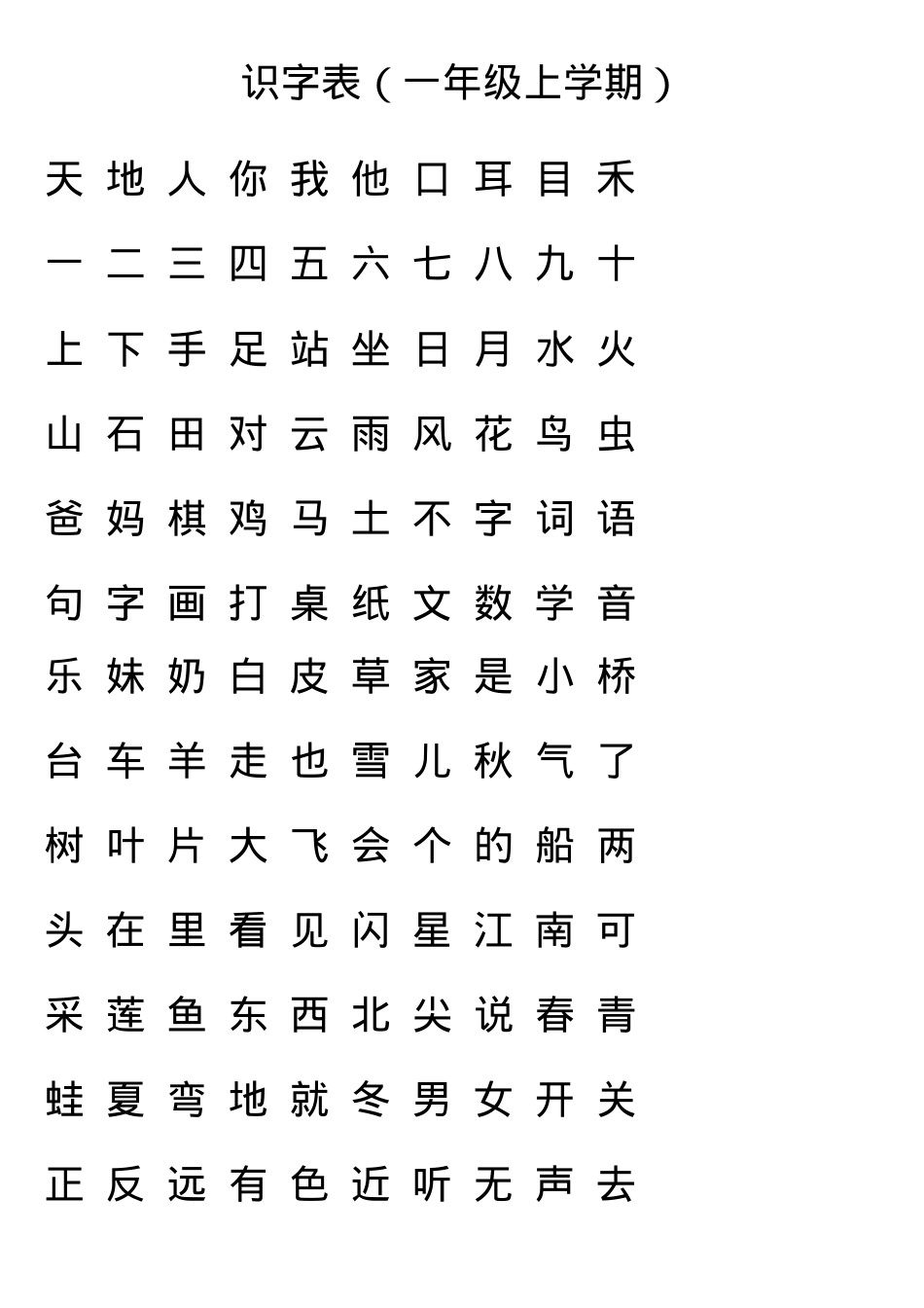 一年级语文识字表生字表A4可打印版.doc_第1页