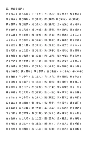 上海版一年级语文下册期末复习词语整理可打印.docx