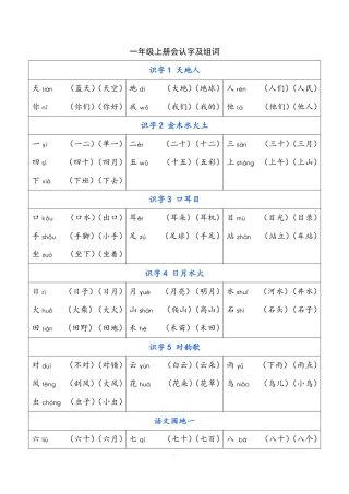 一年级上册识字表 人教版部编版可打印.pdf