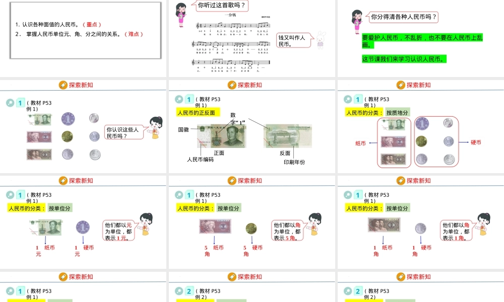 人教版一年级数学下册认识人民币教学课件.pptx