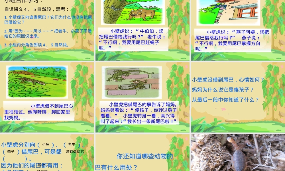 人教版一年级语文下册小壁虎借尾巴公开课课件.ppt
