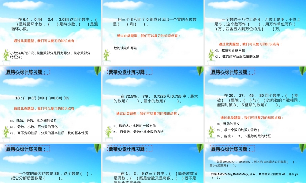 六年级数学总复习资料 附答案可打印.ppt