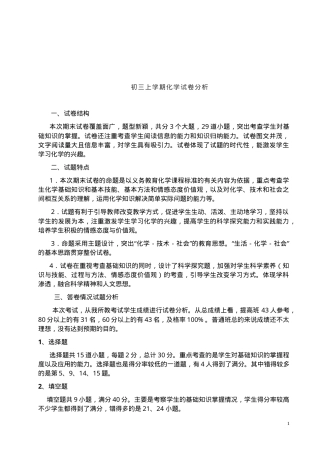 初三化学试卷分析含答案.doc