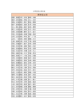 小学语文正反义词大全附答案可打印.doc