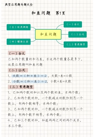 三年级数学和差问题典型应用题重难点笔记含解析.pdf