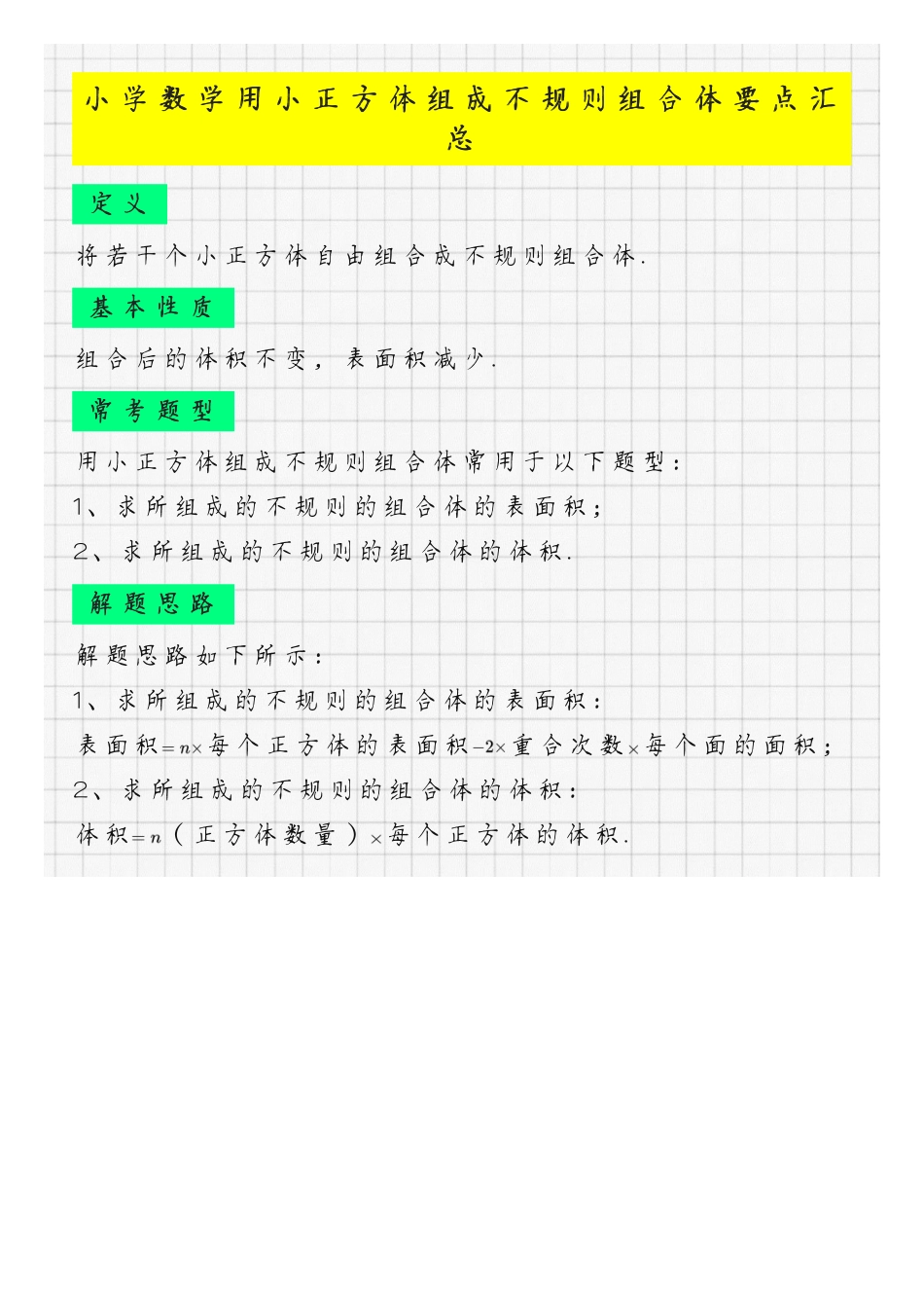 小学数学小正方体不规则组合体要点汇总.pdf_第1页