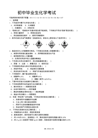 初中化学试题及答案（人教版九年级上下册通用）.doc