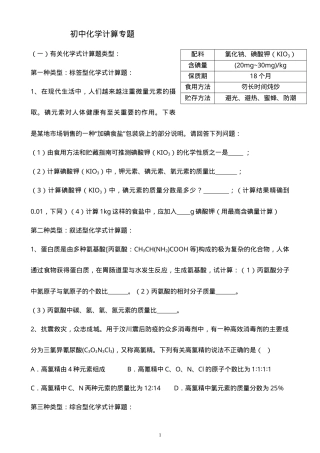 初中化学计算题大全含答案可打印.doc