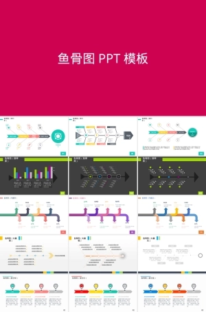 鱼骨图PPT模板简约商务风教学课件.pptx