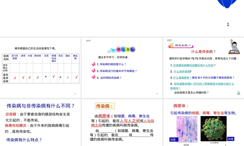 传染病及其预防教学PPT课件 副本1.ppt