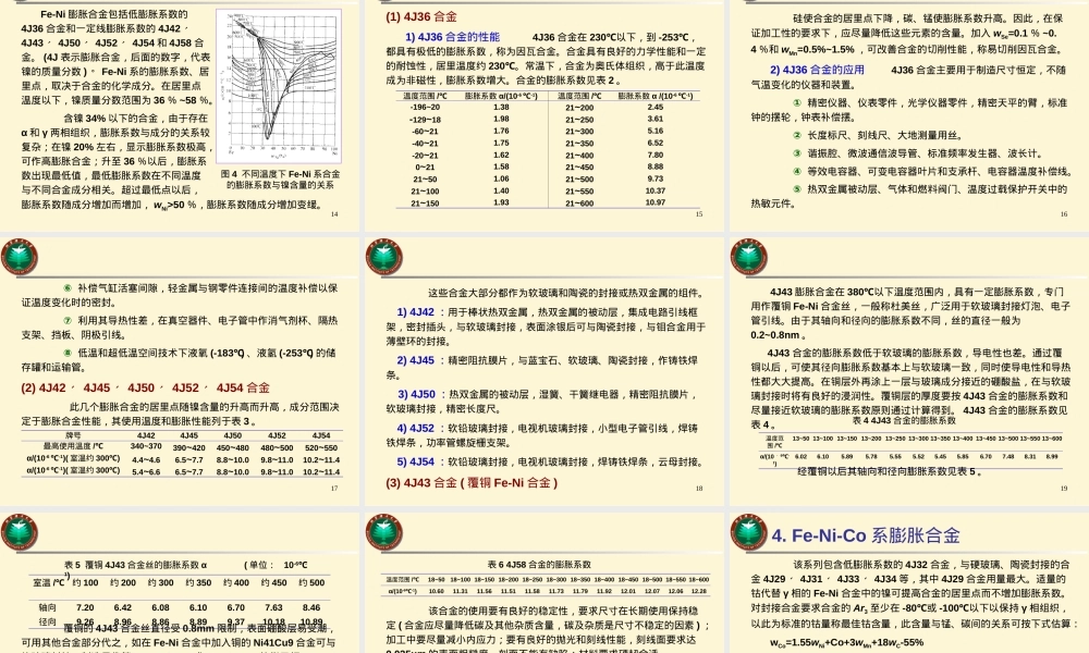 5膨胀合金解析,膨胀合金材料特性与应用PPT课件.ppt