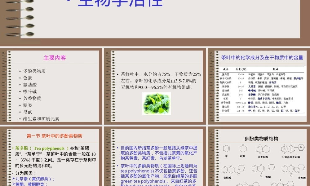 茶叶中的化学成分及其性质教学PPT课件.ppt