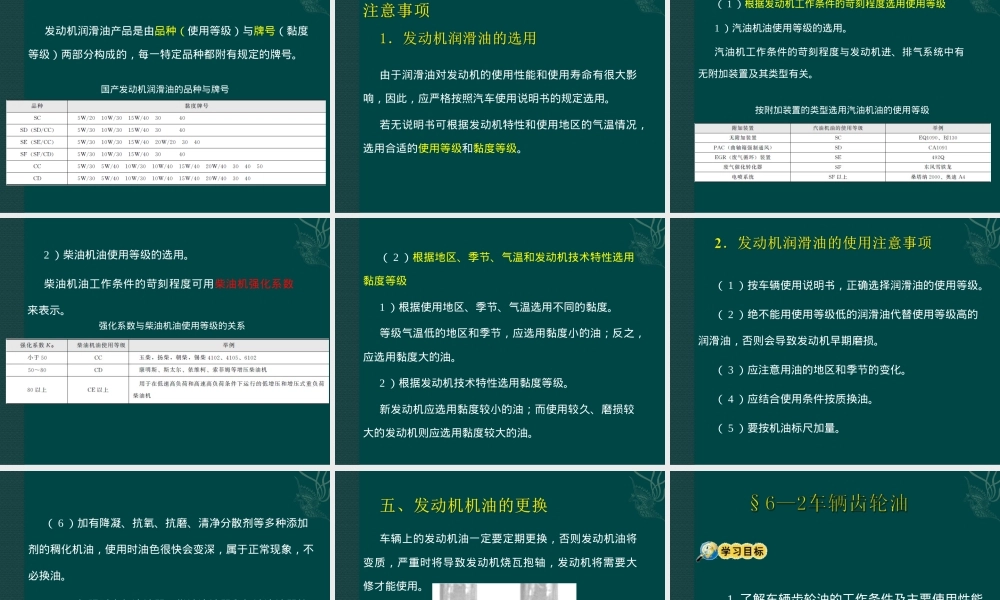 6第六章-汽车润滑材料,汽车润滑材料教学PPT课件.ppt