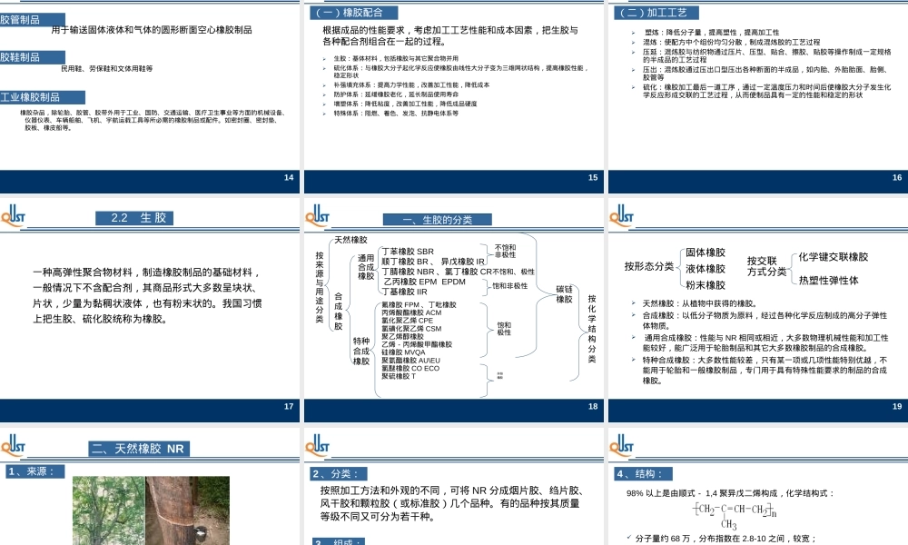 2-1橡胶,橡胶材料特性与应用教学PPT课件.ppt