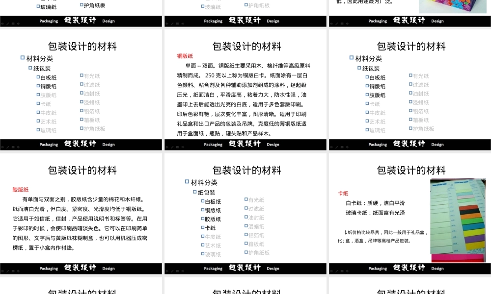 包装设计的材料,包装设计常用材料PPT课件.pptx