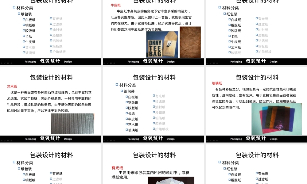 包装设计的材料,包装设计常用材料PPT课件.pptx