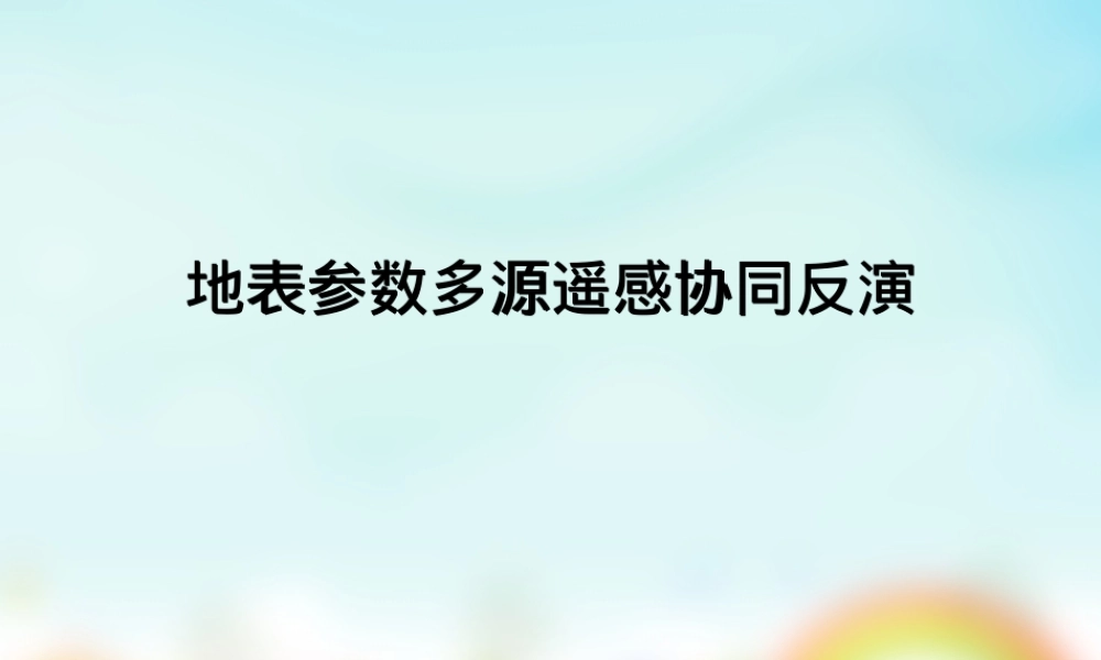 多源遥感协同反演教学PPT课件.ppt