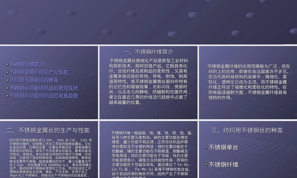 不锈钢纤维,不锈钢纤维材料特性与应用PPT课件.ppt