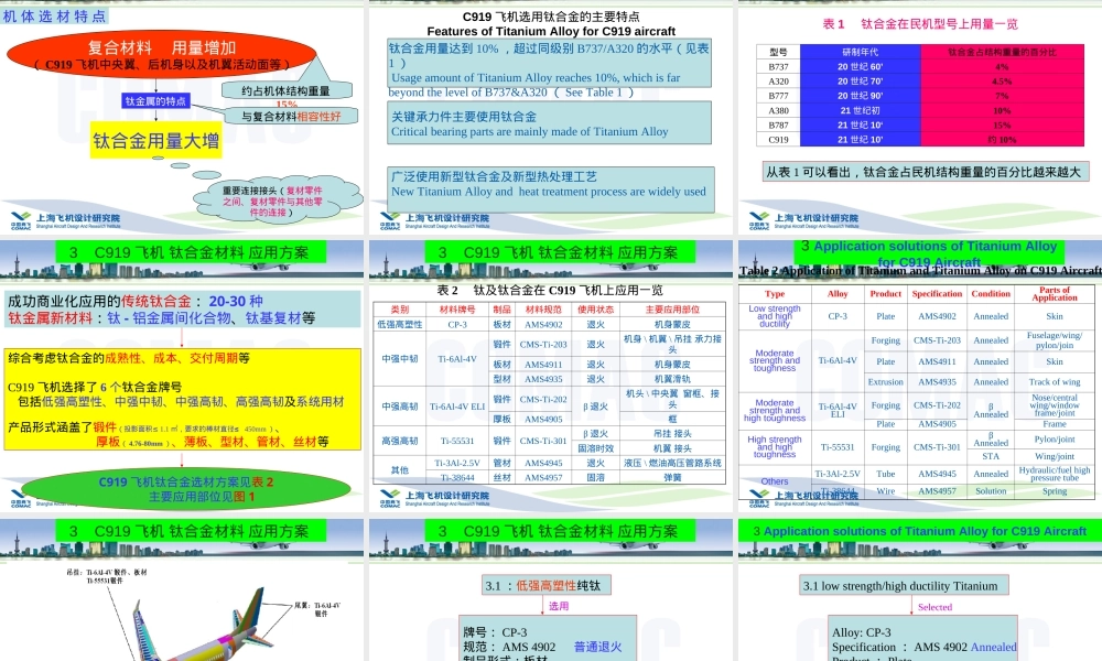 C919飞机钛合金材料应用技术PPT课件.ppt