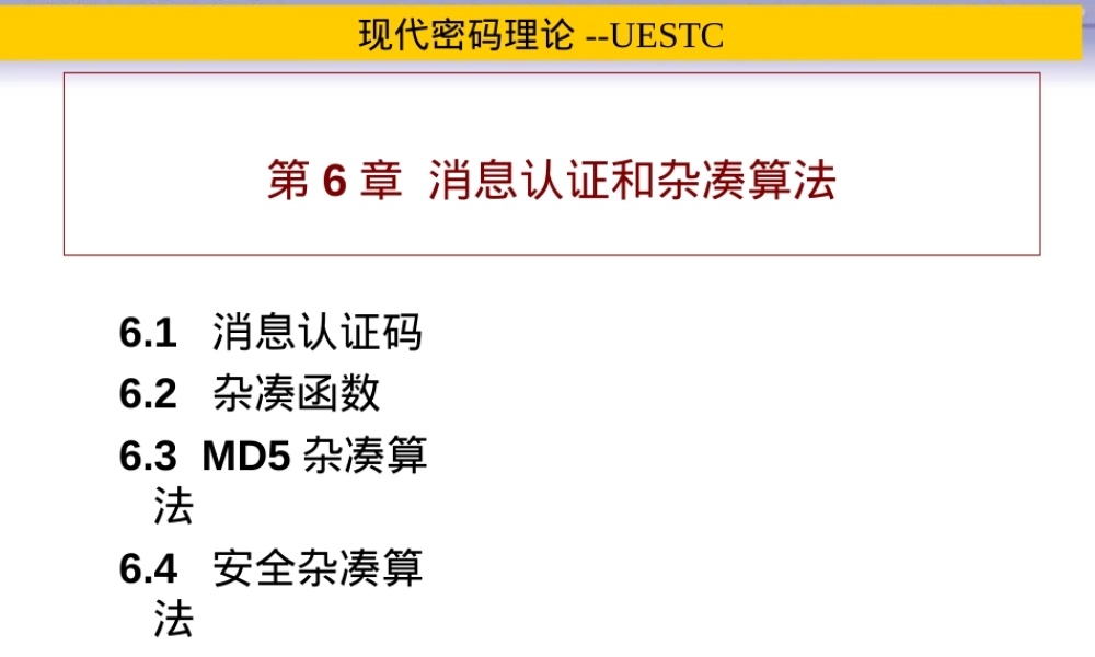 第六章消息认证与杂凑算法教学PPT课件.ppt