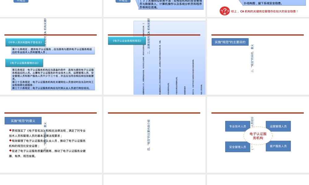 电子认证服务机构关键岗位设置与人员技能规范PPT课件.ppt