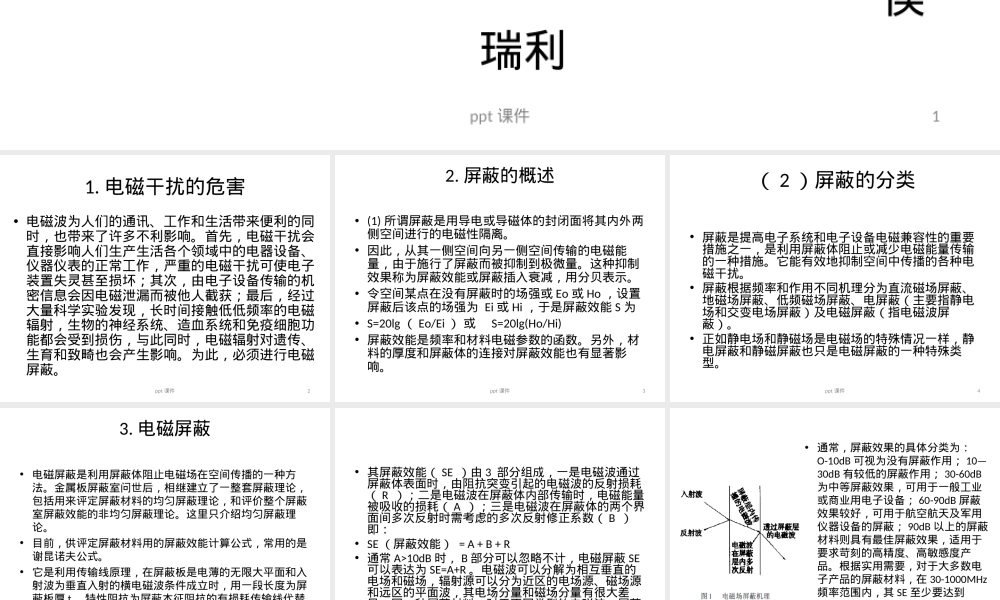 电磁屏蔽及屏蔽材料研究PPT课件.ppt