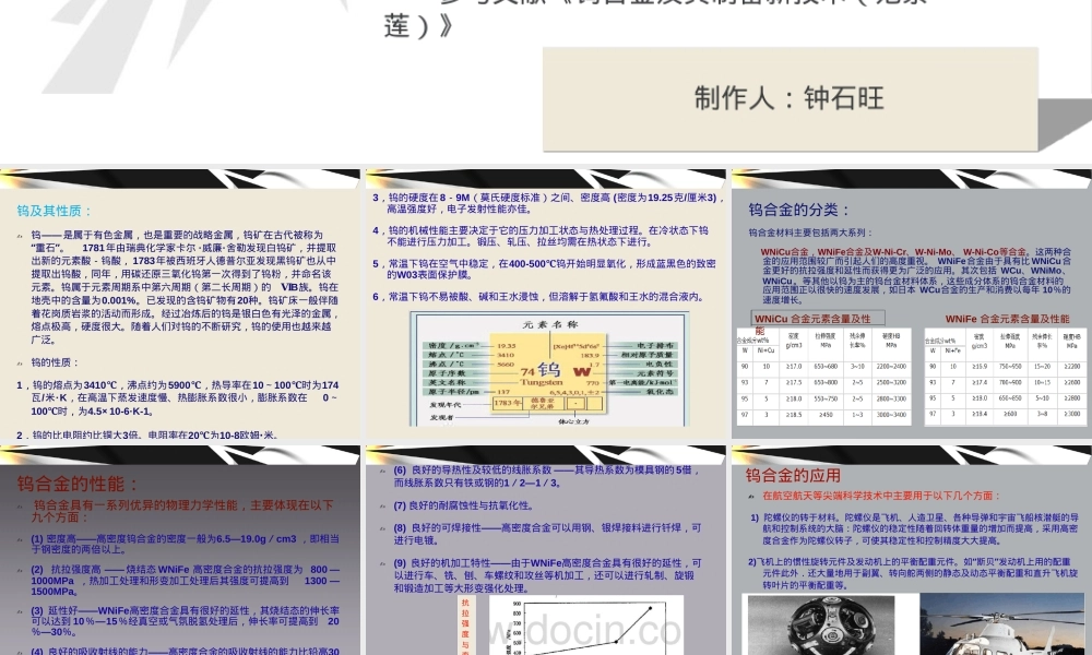 钨合金材料及其应用PPT课件.ppt