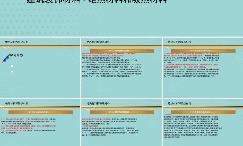 建筑装饰材料绝热与吸声材料PPT课件.pptx