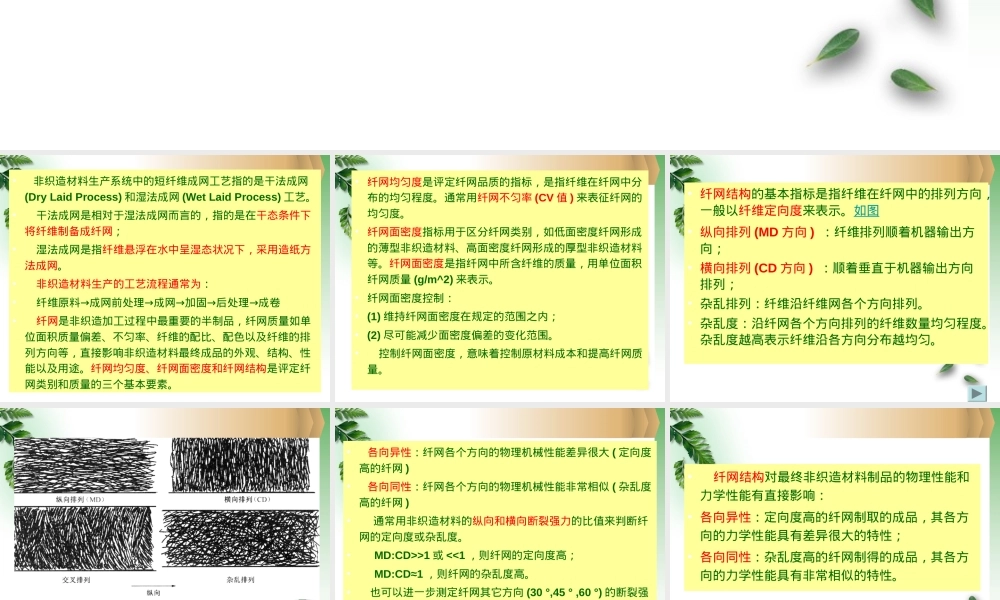 非织造材料短纤维成网工艺原理PPT课件.ppt