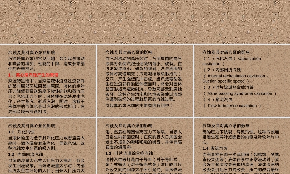 汽蚀及其对离心泵的影响教学PPT课件.ppt