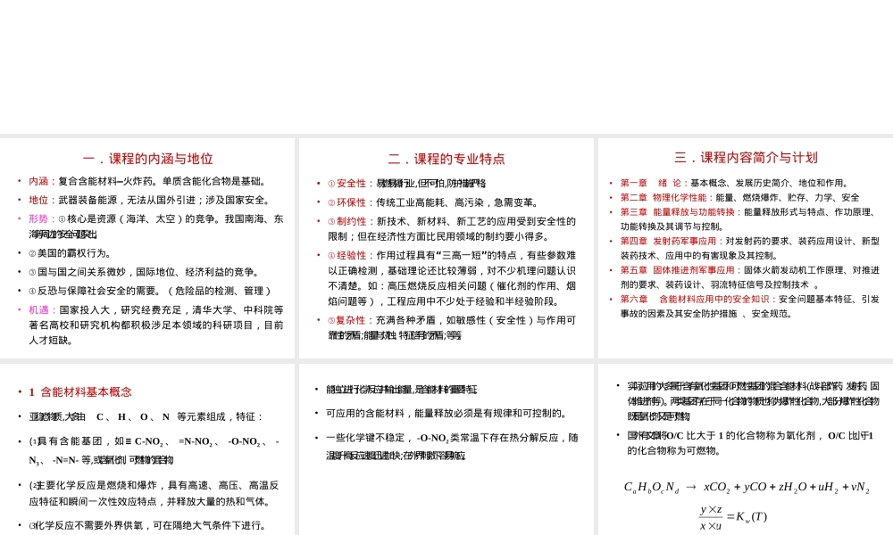 含能材料与应用教学PPT课件.ppt