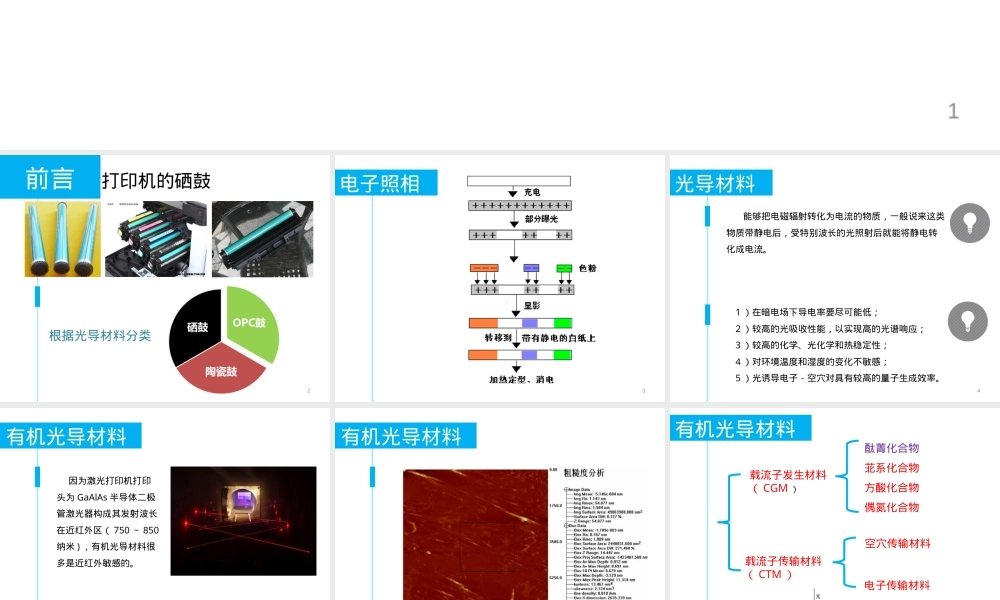 有机光导材料激光打印机硒鼓PPT课件.ppt