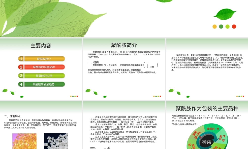 聚酰胺PA材料特性与应用PPT课件.ppt