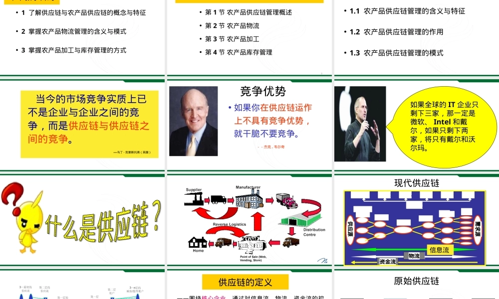 农产品供应链管理概述,农产品供应链管理PPT课件.ppt