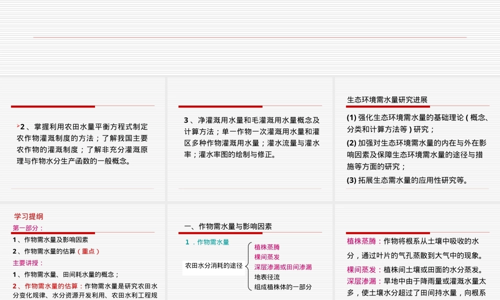 农田水利学作物需水量与灌溉制度PPT课件.ppt