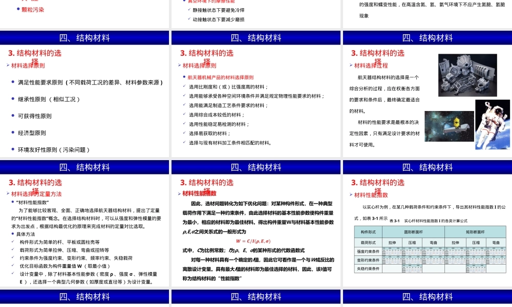航天器结构材料的性能要求和新材料应用PPT课件.pptx