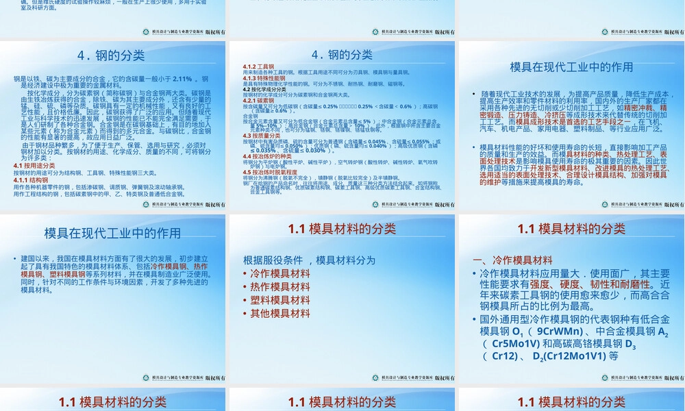 常用模具材料分类选择与使用方法PPT课件.ppt