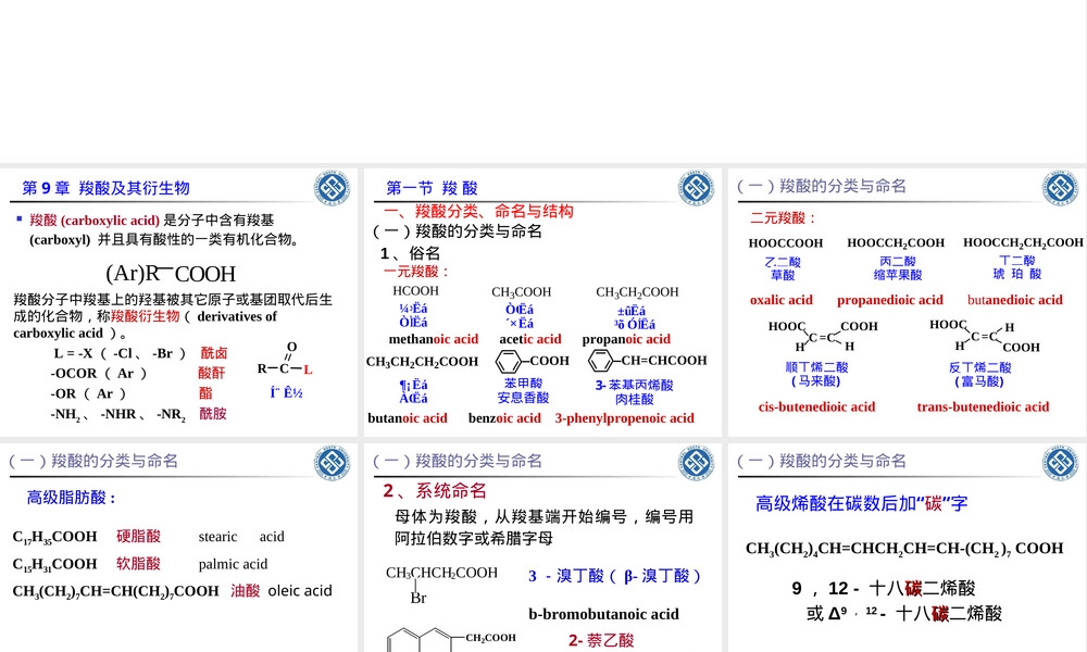 第9章羧酸及其衍生物教学PPT课件.ppt