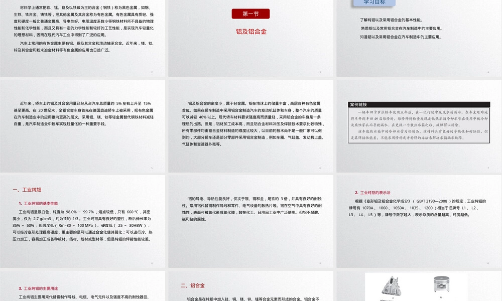 汽车材料教学课件第七章有色金属材料及其应用.pptx