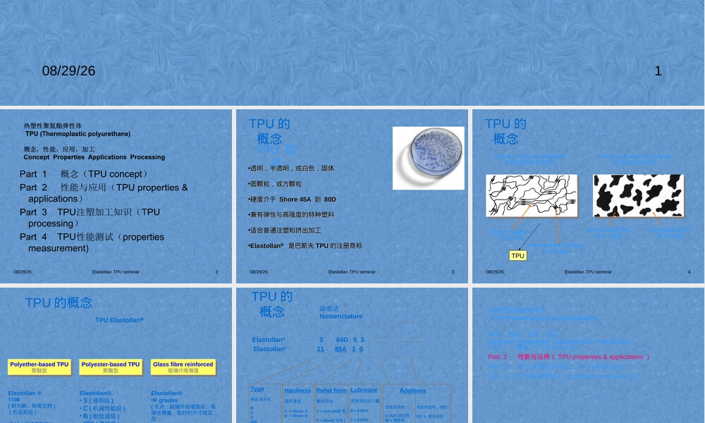 热塑性聚氨酯弹性体TPU材料PPT课件.ppt