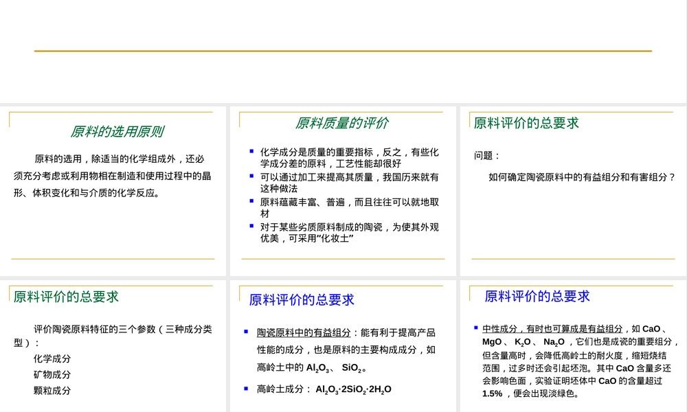陶瓷工艺学原料质量评价与要求PPT课件.ppt