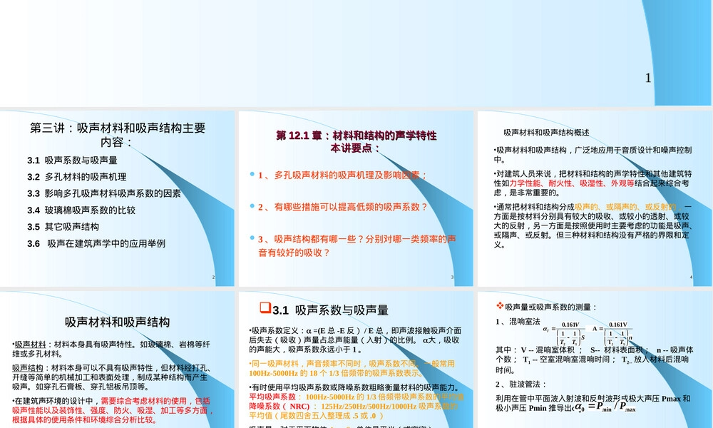 吸声材料与结构声学特性教学PPT课件.ppt