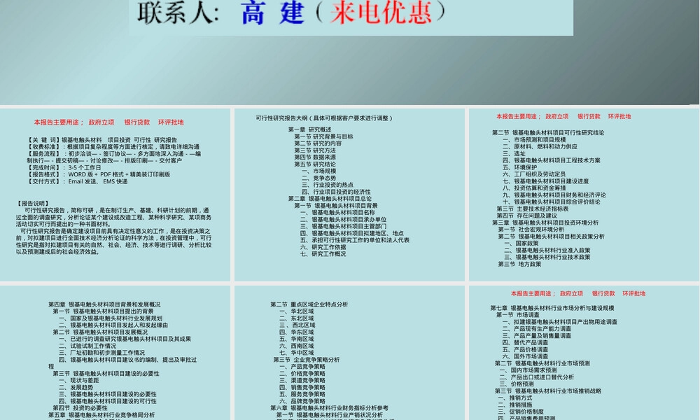 银基电触头材料可行性研究报告.ppt