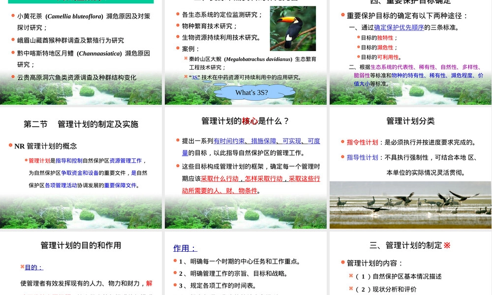 自然保护区管理保护目标与管理计划PPT课件.ppt