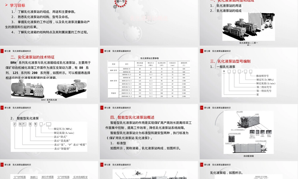 液压支架与泵站第七章乳化液泵站基础知识教学PPT课件.pptx
