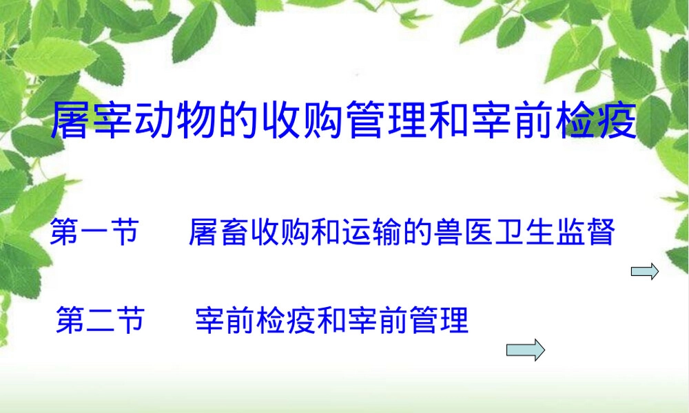 屠宰动物的收购管理与宰前检疫PPT课件.ppt