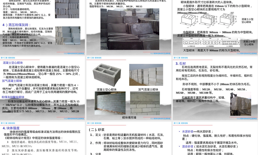 砌体结构材料种类教学PPT课件.ppt